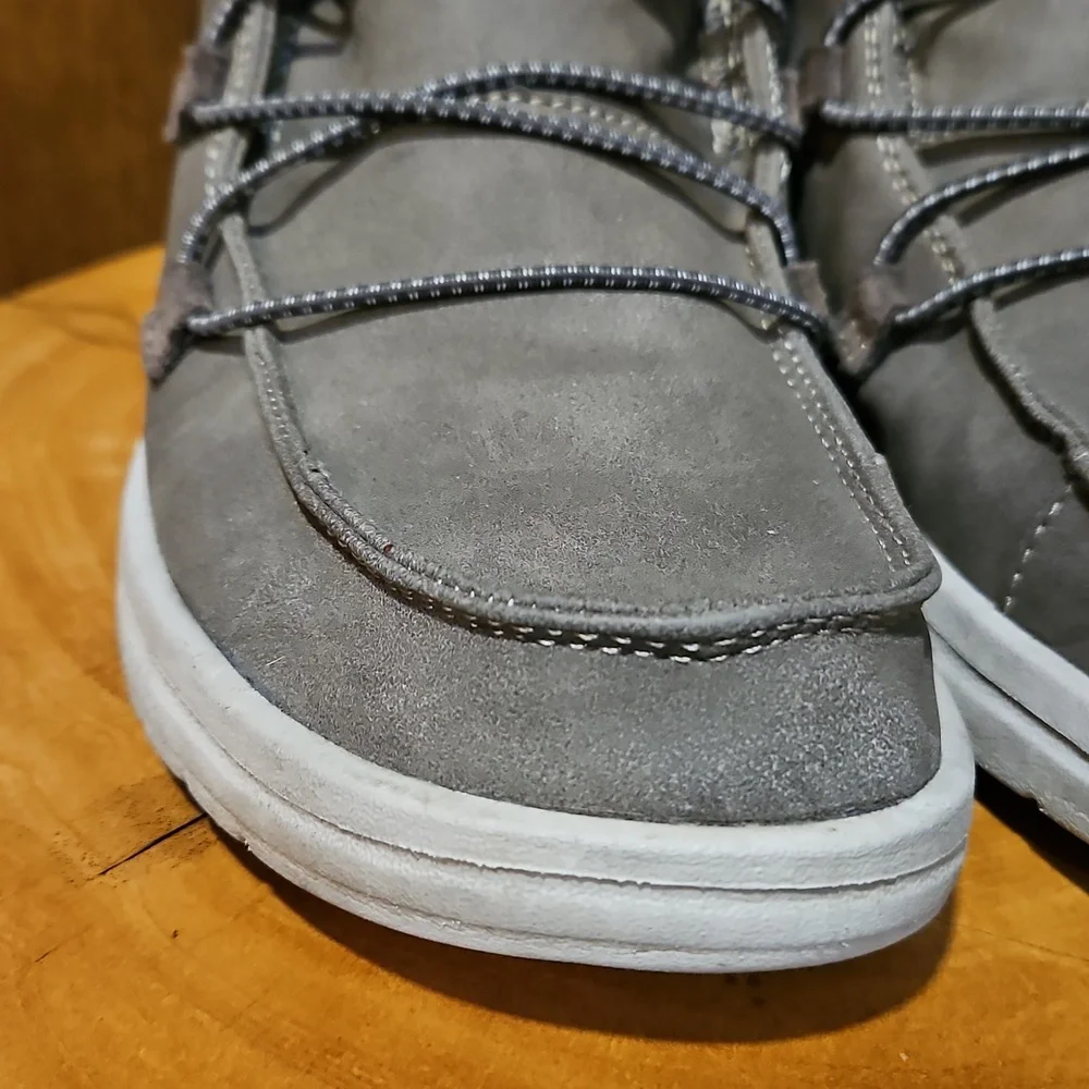 Hey Dude Eloise High Top Shoes Slip On Sneakers Grey Brown Taupe Size 7 Size 38 - Picture 9 of 16